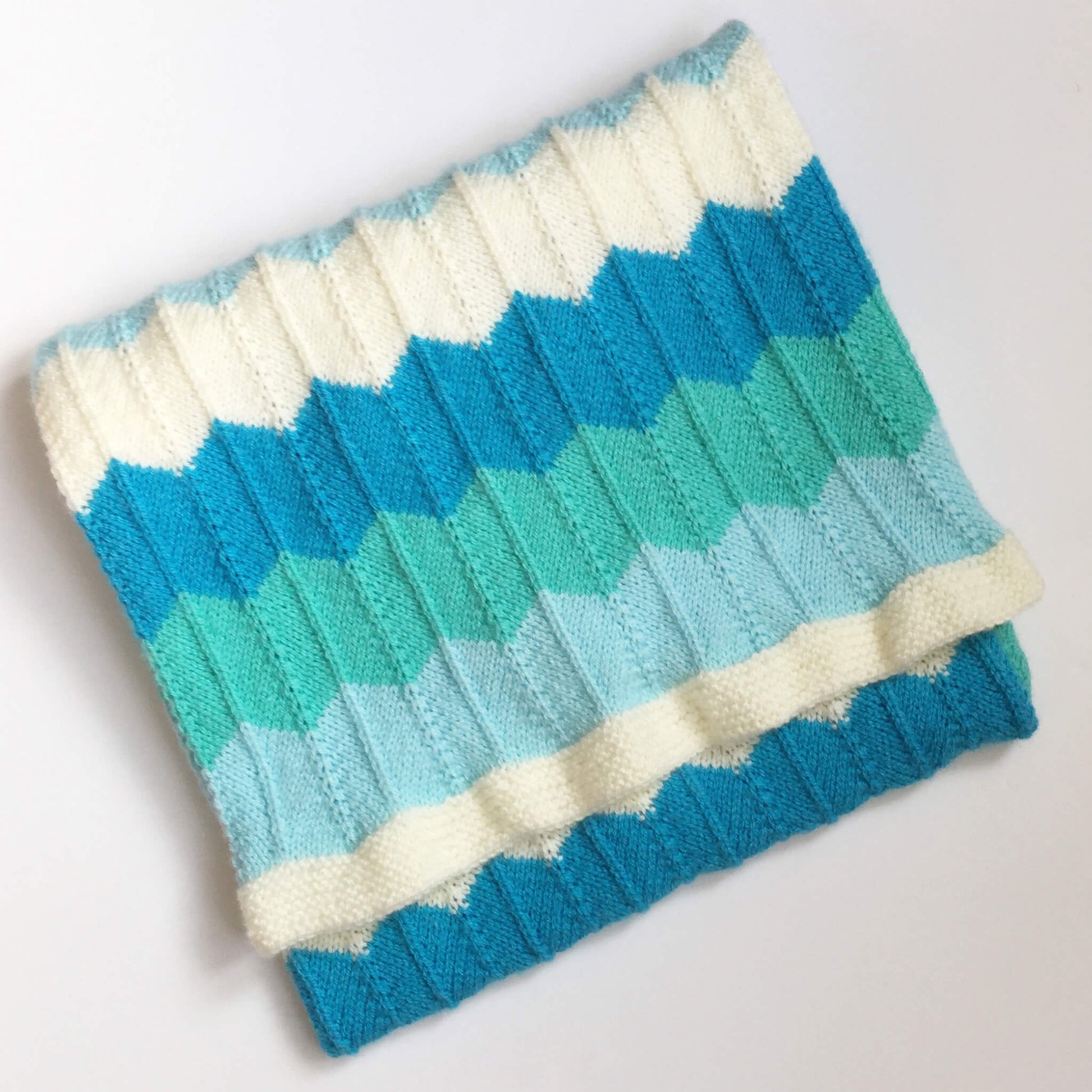 a knitting pattern for a baby blanket with chevron stripes