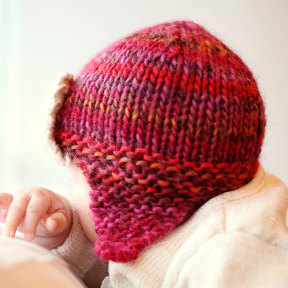 a chunky weight yarn knitting pattern for a baby aviator hat