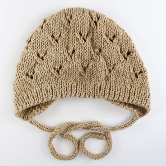 photo of an easy baby bonnet knitting pattern