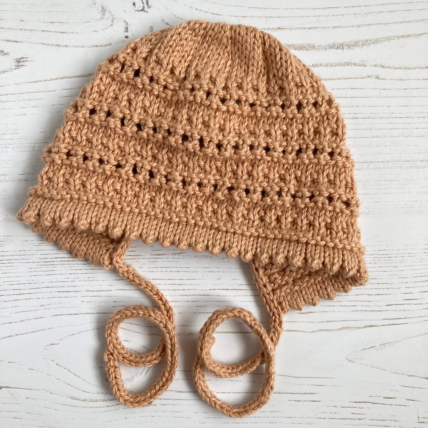 a knit pattern for a picot edge bonnet