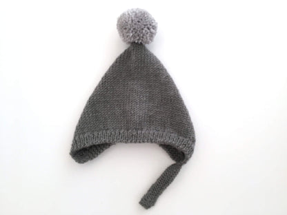 a pixie hat knit pattern with single strap fastening